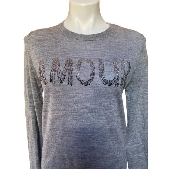 Zadig & Voltaire NEW Gaby Amour Embellished Merino Wool Sweater Medium